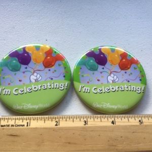 2 (Two) Disneyland Disneyworld I'm Celebrating Button